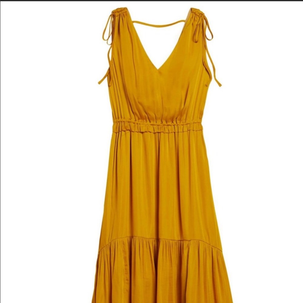 BANANA REPUBLIC Satin Ruched High to Low Maxi Dress NWT -Size 16